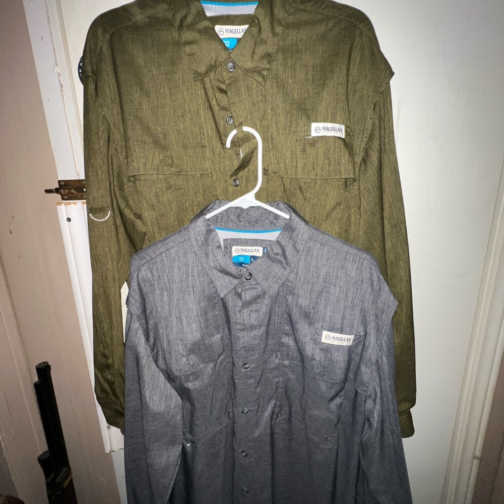 Magellan Outdoors Men's Gray and Green Fishing Shirts